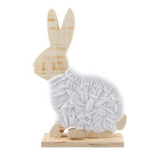 Hase mit Wolle, aus Holz Osterdeko 33 cm, 1 Stk.