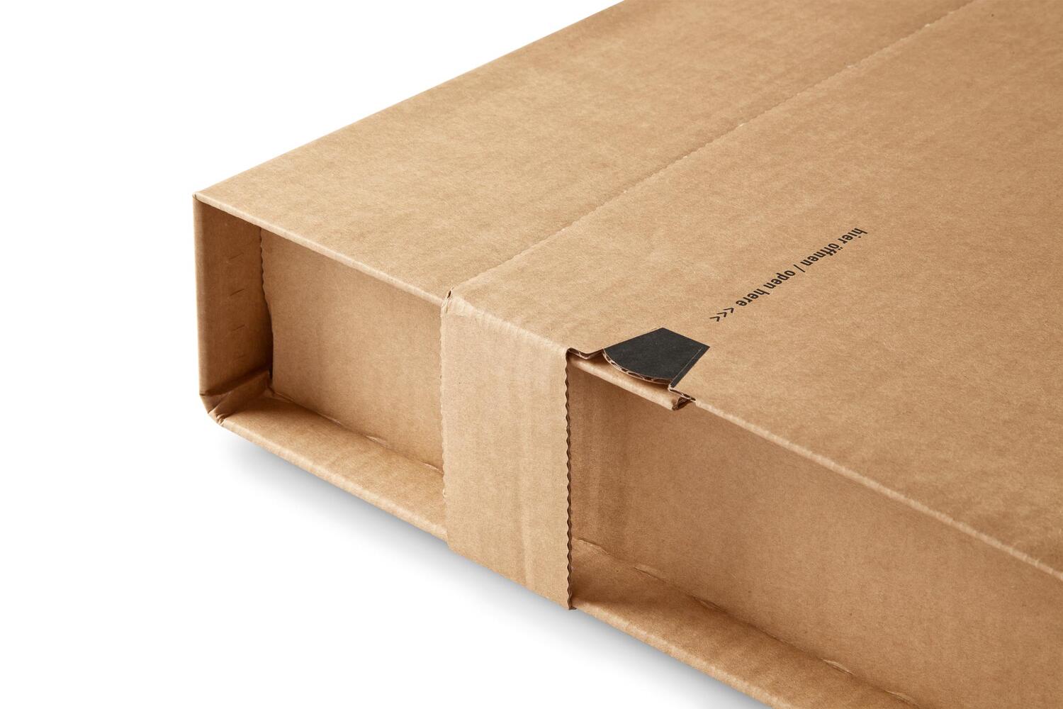 ColomPac Robuste Versandverpackung 371 x 272 x -102mm mit Sicherungslaschen, Selbstklebeverschluss & Aufreifaden braun