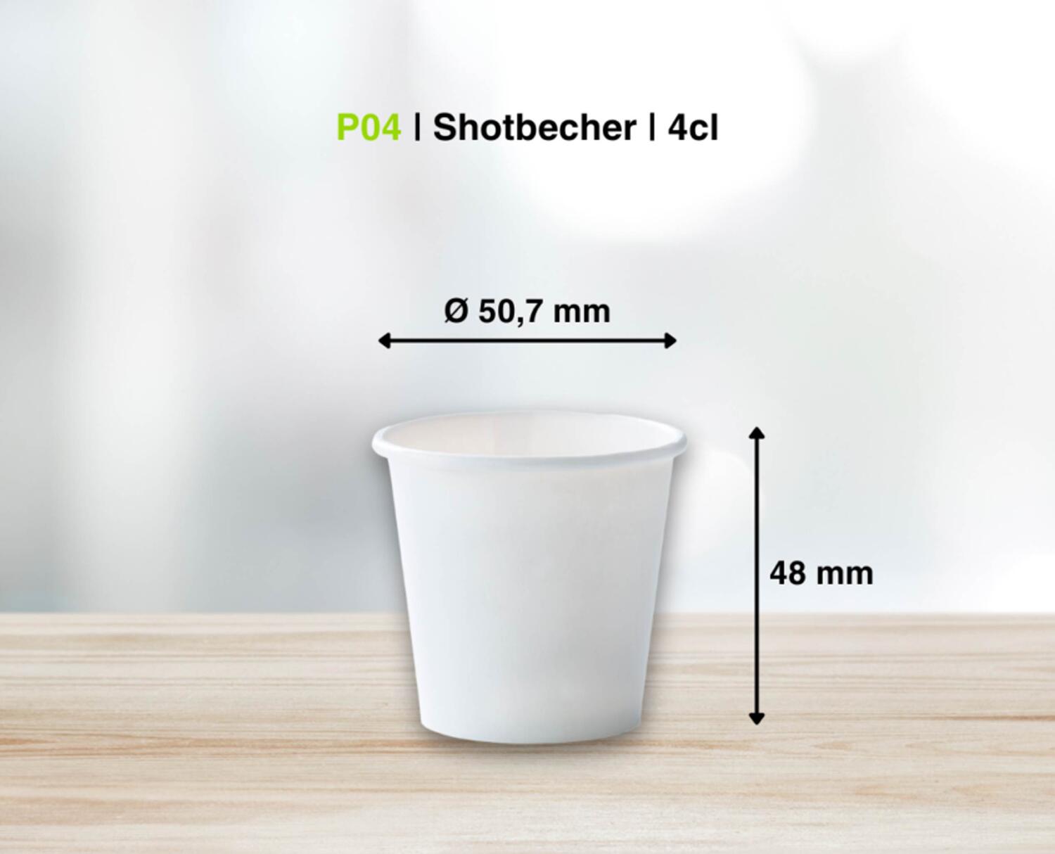 Schnapsbecher Pappbecher wei mit CE Eichstrich 4cl 40ml, 40 Stk.