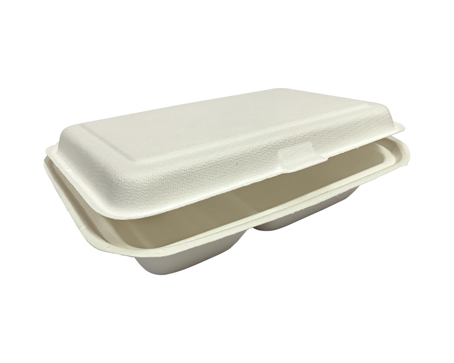 Menboxen ToGo 251x162x63mm 2-teilig aus Zuckerrohr nature wei, 50 Stk.