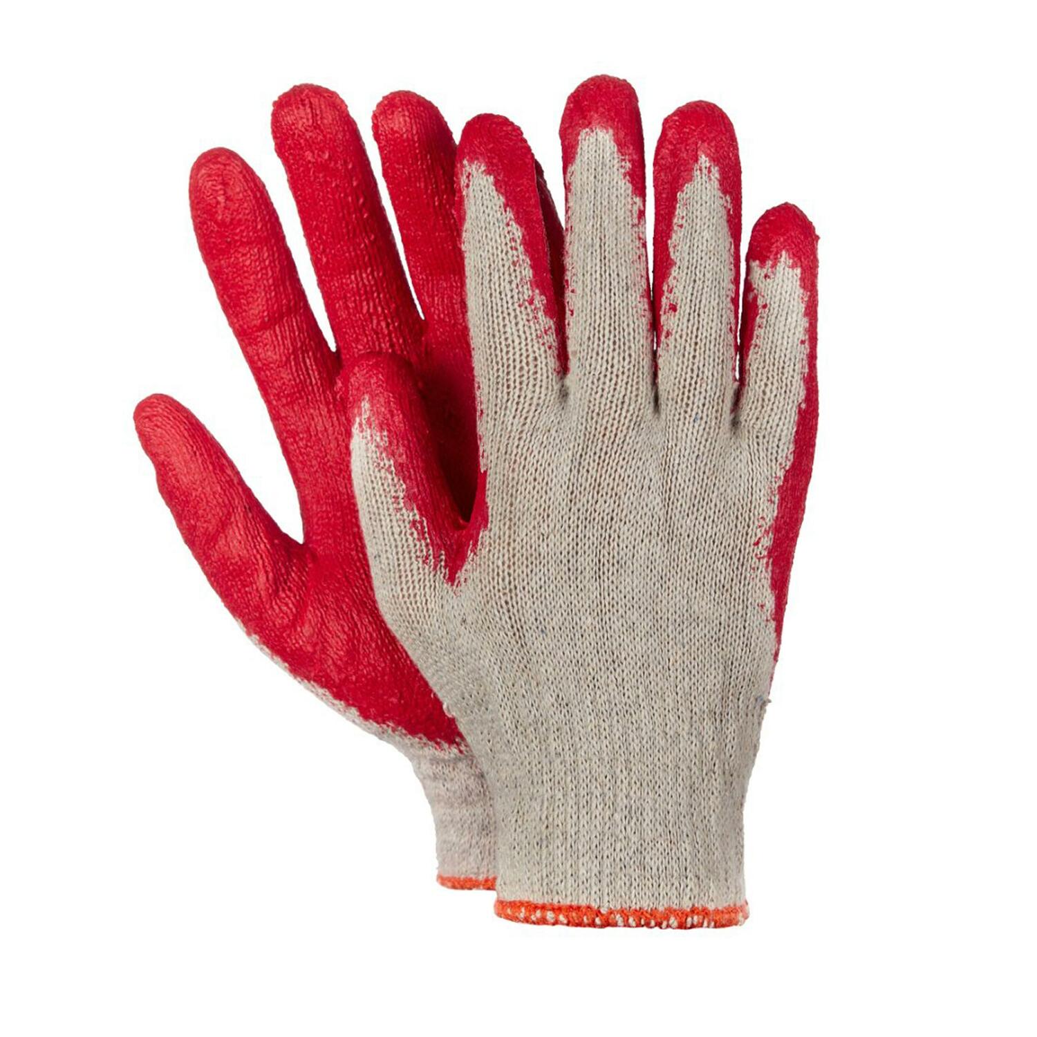 Arbeitshandschuhe, Montagehandschuhe Baumwolle Latex Gre L-9 rot, 10 Paar