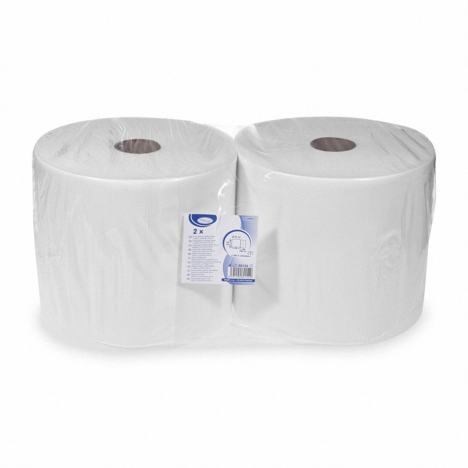 Industrie-Putztuchrolle geprgt Tissue 2-lagig  24 x 38cm x 304m wei, 2 Stk.